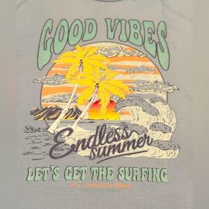 SHEIN Baby blue Graphic Tee with Tropical Print, XL. Looks like never worn!​